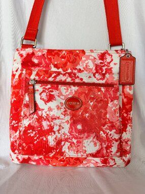 Coach Nylon Red Floral Crossbody Style F31963
